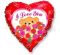 Сърце фолио с I Love You, рози и мече 18"- 45 см.