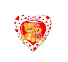 Сърце със сладки мечета и надпис I LOVE YOU  18"- 45 см.