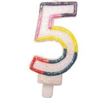 Свещ цифра с брокат- глитер  5