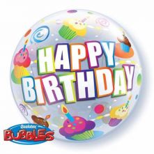 Балон с мъфини, точки и надпис Happy Birthday 22"- 56 см
