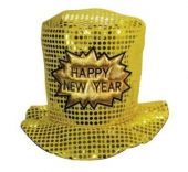 Шапка  HAPPY NEW YEAR с пайети - златиста