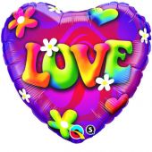 Сърце с цветя и надпис LOVE  18"- 45 см.