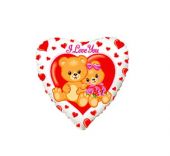 Сърце със сладки мечета и надпис I LOVE YOU  18"- 45 см.