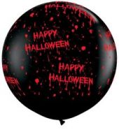 Балон - Гигант Черен оникс с "кървав" надпис Happy Halloween  92 см.