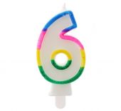 Свещ цифра  Цветна  6