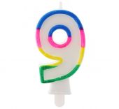 Свещ цифра  Цветна  9